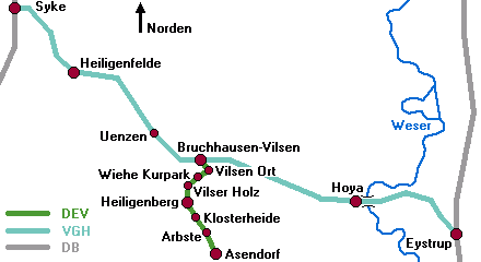 Streckennetz um Bruchhausen-Vilsen