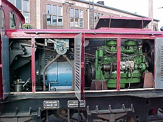 Maschinenanlage der Lok V 4; Motor grün, Generator blau
